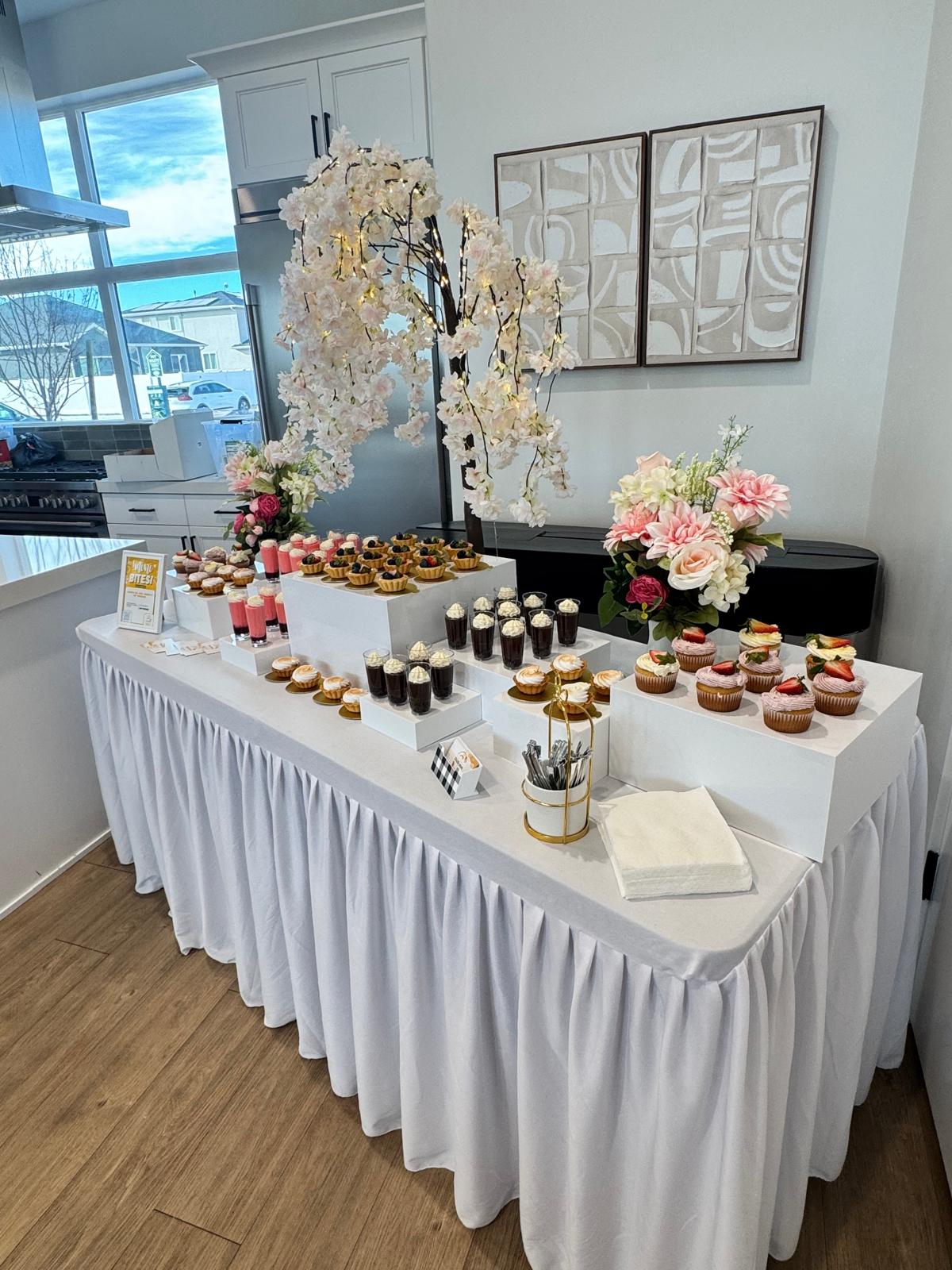 Mini Bites dessert table full setup